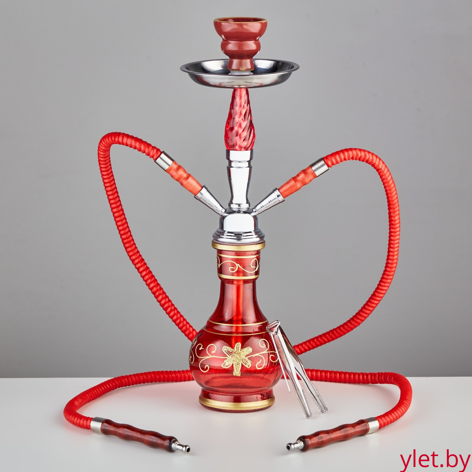 Кальян «Илхами», 42 см, 2 трубки, красный