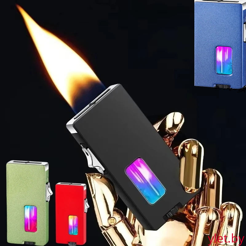 Зажигалка газовая с окном заполнения газа, по взмаху, кнопка сбоку