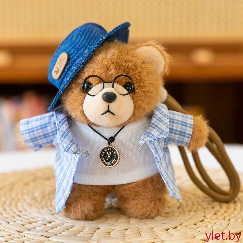 Брелок плюшевый Мишка Паддингтон 14 см (Paddington) в джинсовой панаме