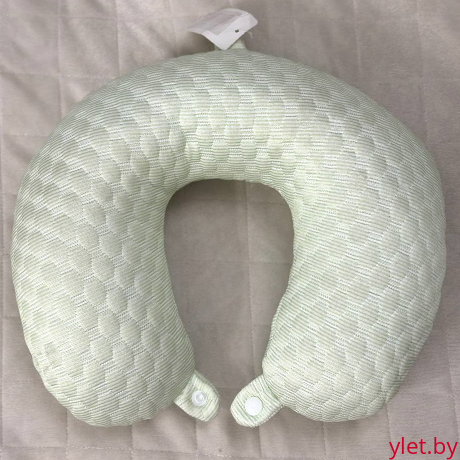 Подушка для шеи, в дорогу, для путешествий U-образная, зеленая