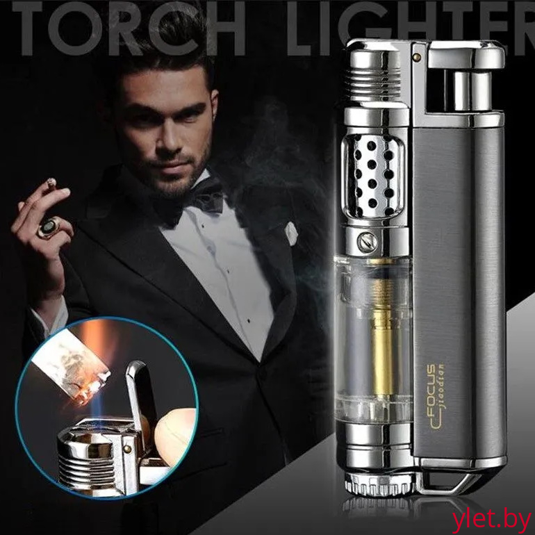 Зажигалка газовая турбо Power Серебро