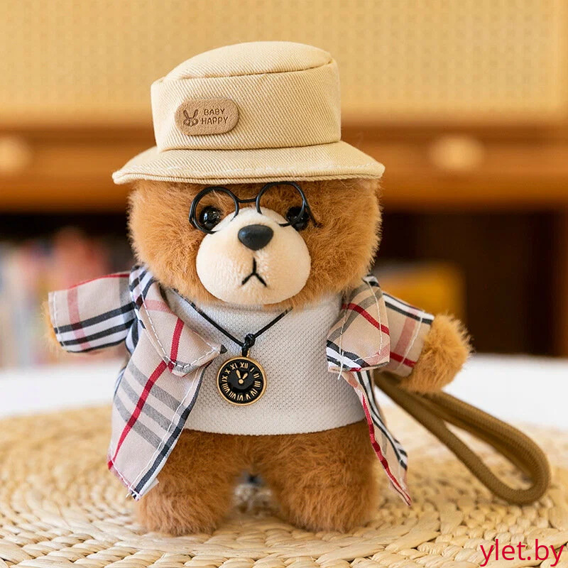 Брелок плюшевый Мишка Паддингтон 14 см (Paddington) в бежевой панаме и рубашке