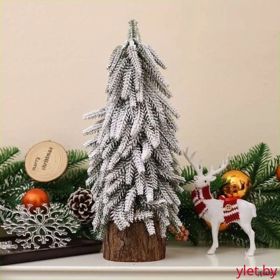 Елка заснеженная с гирляндой, 31 см