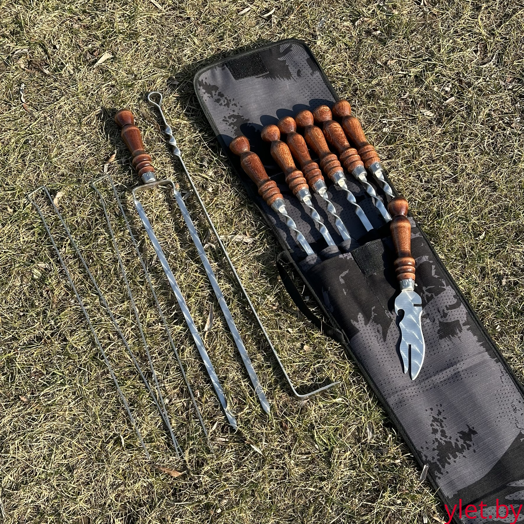 Набор шампуров в чехле "Пикник" серый, 11 предметов