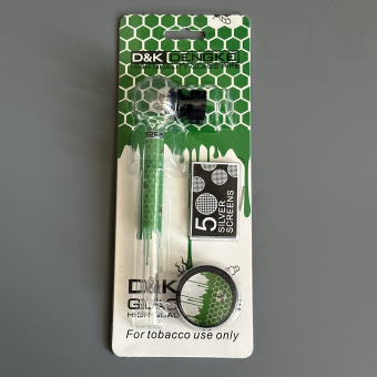 Курительный девайс стеклянная трубочка Соты с гриндером зеленый