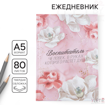 Ежедневник, твёрдая обложка, А5, 80 листов «Воспитателю»