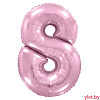 Шар (40''/102 см) Цифра, 8, Розовый, Макарунс