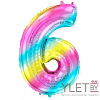 Шар (40''/102 см) Цифра, 6, Диагональная радуга, Градиент
