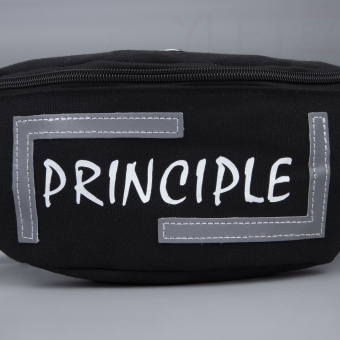 Сумка поясная"Principle" на молнии, 35*12*5 см, светотражающие элементы, черный