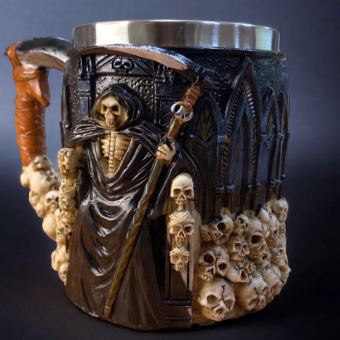 Кружка металлическая Черепа с косой, 400 мл