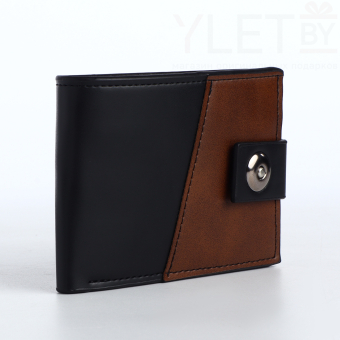 Портмоне мужское "Ультра" на магните, отдел для карт, монет, цвет чёрный/коричневый