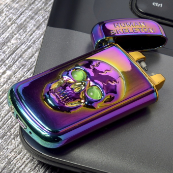 Импульсная зажигалка двойная по взмаху Череп