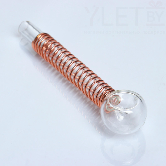 Девайс курительный стеклянный 13 см, золотая спираль