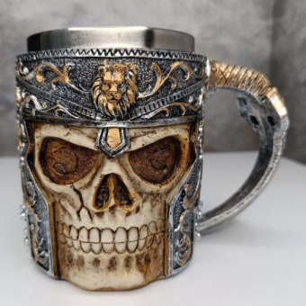 Кружка металлическая Череп со львом