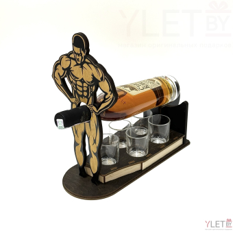 Мини-бар под бутылку и 5 рюмок "Мужик"