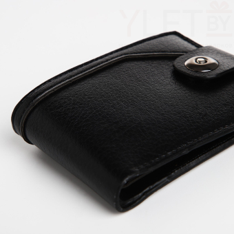 Портмоне мужское "Шик" на магните, отдел для купюр, для карт, для монет, цвет чёрный