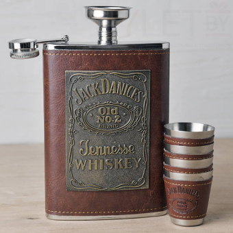 Набор фляжка и стопки Jack Daniels с табличкой