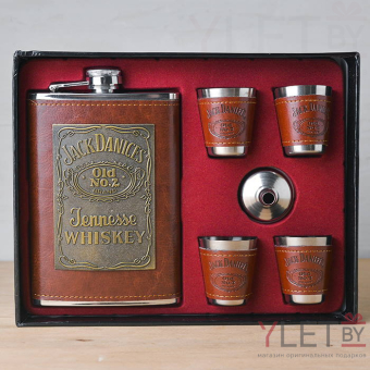 Набор фляжка и стопки Jack Daniels с табличкой