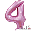 Шар (40''/102 см) Цифра, 4, Slim, Розовый