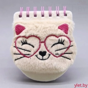 Блокнот плюшевый «Heart Glasses pink», cat (13*10 см)