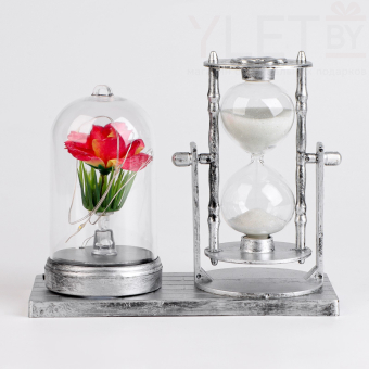 Песочные часы "Роза", сувенирные, с подсветкой, 15 х 9 х 14 см