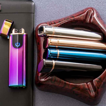 Импульсная зажигалка двойная сенсорная округлая Lighter