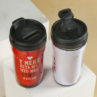 Подарочный набор «Люблю», чёрный чай, мята 20 г., тропические фрукты 20 г., термостаканы 2 шт. х 250 мл.