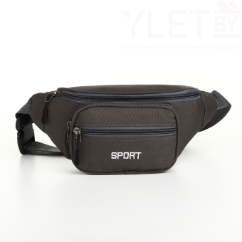 Сумка поясная "Грейс" на молнии, 30*10*14 см, 2 наружных кармана, серый