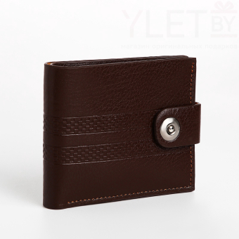 Портмоне мужское "Грейс" на магните, отдел для купюр, для карт, для монет, цвет коричневый
