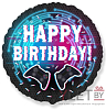 Шар (18"/46 см) Круг, С Днем Рождения. Гейм-пати