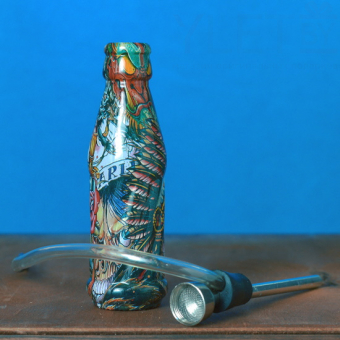 Бонг стеклянный расписной Бутылка 12 см