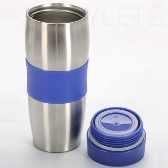 Термокружка с кнопкой 400ml Синяя