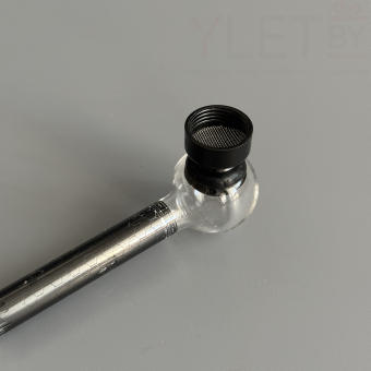 Курительный девайс стеклянная трубочка Соты с гриндером черный