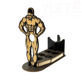 Мини-бар под бутылку и 5 рюмок "Мужик"