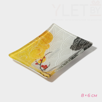 Набор для суши из стекла «Абстракция», 3 предмета: соусники 8×2 см, 8×6 см, подставка 25×15×2 см