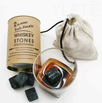 Камни для виски, 12 штук + стакан