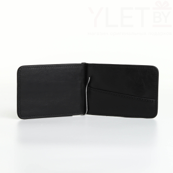 Зажим для купюр "Прайм", отдел для карт, монет, цвет чёрный