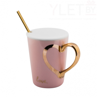 Кружка с ложкой Для любимых №1 розовая