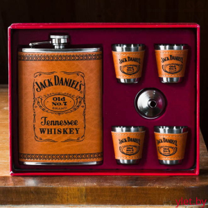 Набор с фляжкой и стопками Jack Daniels коричневый