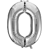 Шар (40''/102 см) Цифра, 0, Серебро