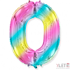 Шар (40''/102 см) Цифра, 0, Диагональная радуга, Градиент