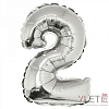Шар (32''/81 см) Цифра, 2, Серебро
