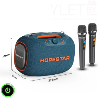 Портативная колонка Hopestar Party Box 120W с двумя микрофонами Синяя