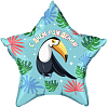 Шар (21''/53 см) Звезда, С Днем Рождения! Милый тукан, Бирюзовый