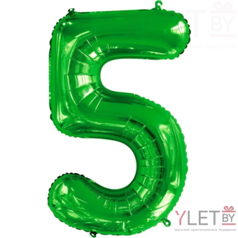Шар (34''/86 см) Цифра, 5, Slim, Зеленый
