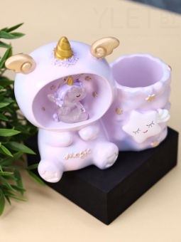 Ночник - подставка для канцелярских принадлежностей «Magic unicorn», pink (13,5 см), пластик