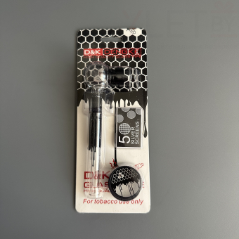 Курительный девайс стеклянная трубочка Соты с гриндером черный