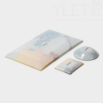 Набор для суши из стекла «Абстракция», 3 предмета: соусники 8×2 см, 8×6 см, подставка 25×15×2 см