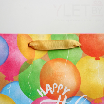 Пакет крафтовый вертикальный Happy birthday, ML 27 х 23 х 11.5 см