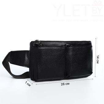 Сумка поясная "Шик" на молнии, 26*1*14 см, 2 наружных кармана, черный